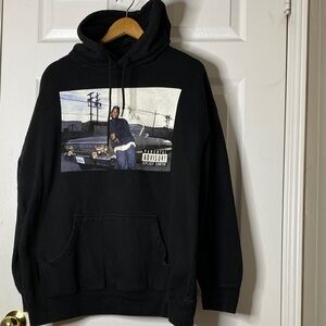 Black Graphic Pullover Hoodie with Photo Print#2